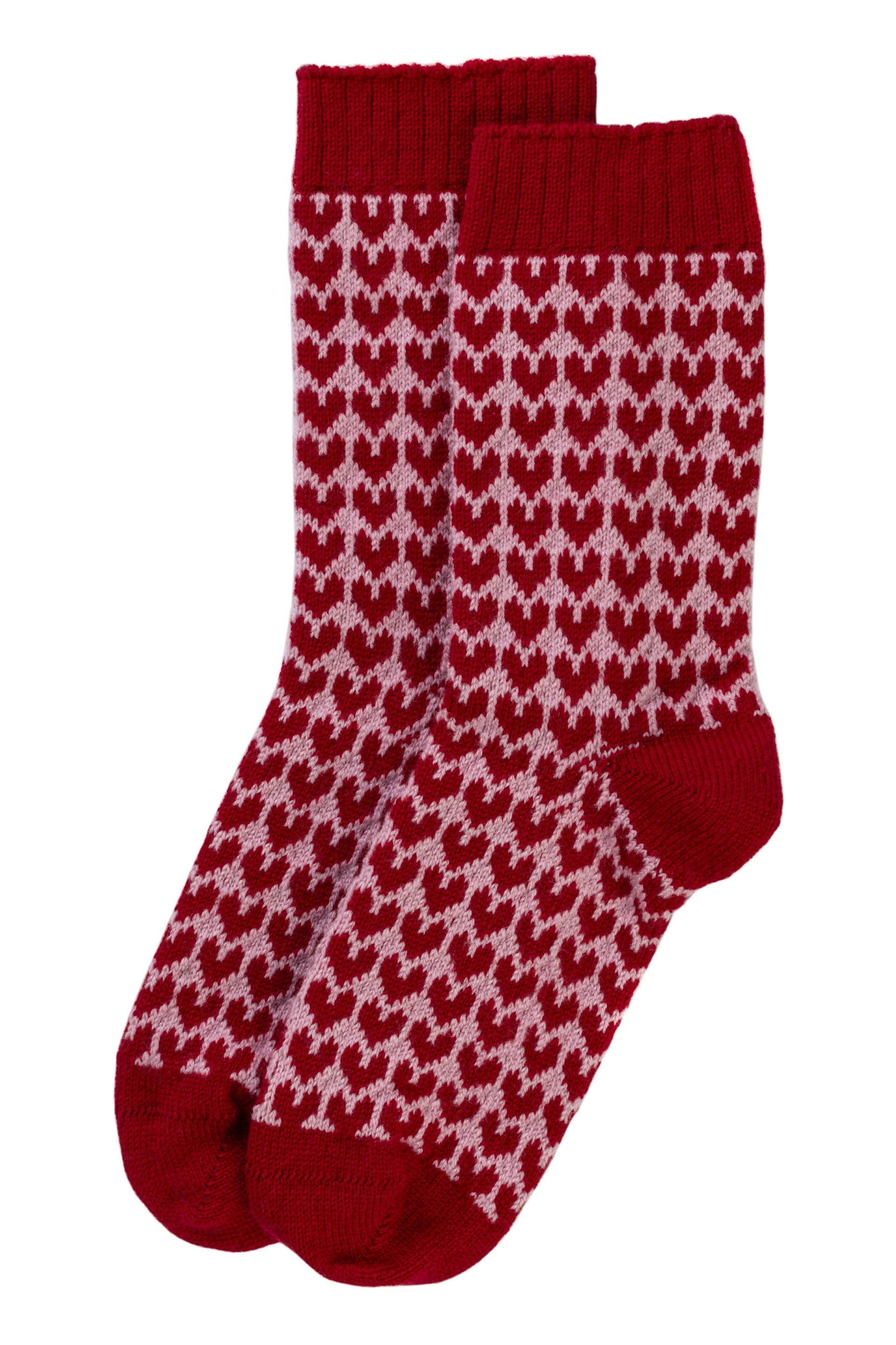 Red Lily Heart Cashmere Bed Socks