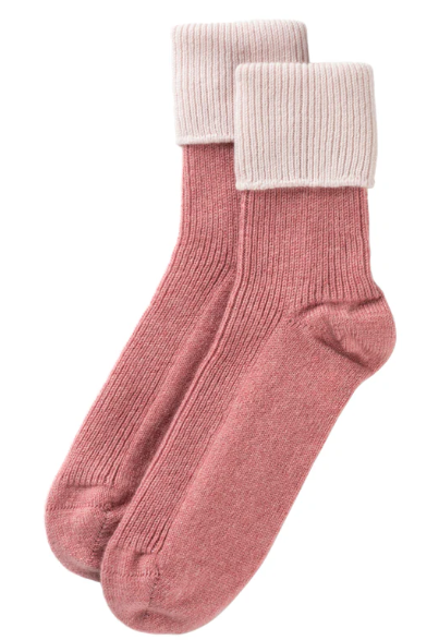 Dusty Pink & Icing Cashmere Bed Socks