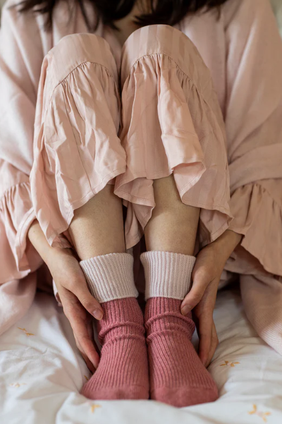 Dusty Pink & Icing Cashmere Bed Socks
