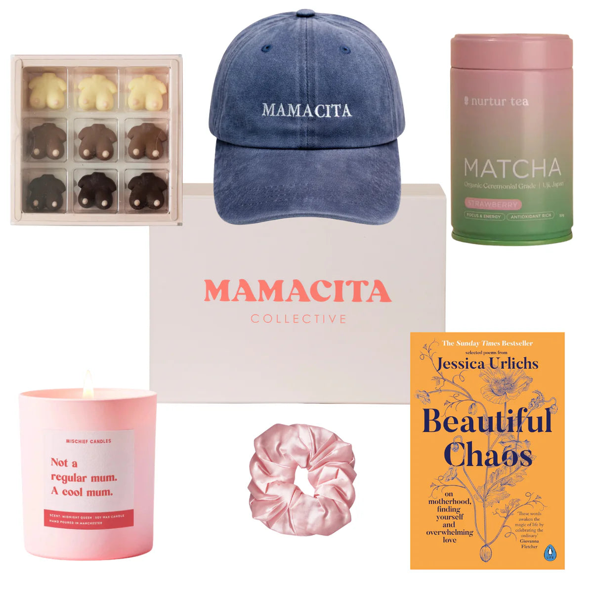Mamacita Collective Build Your Own Gift Box graphic showing box contents.