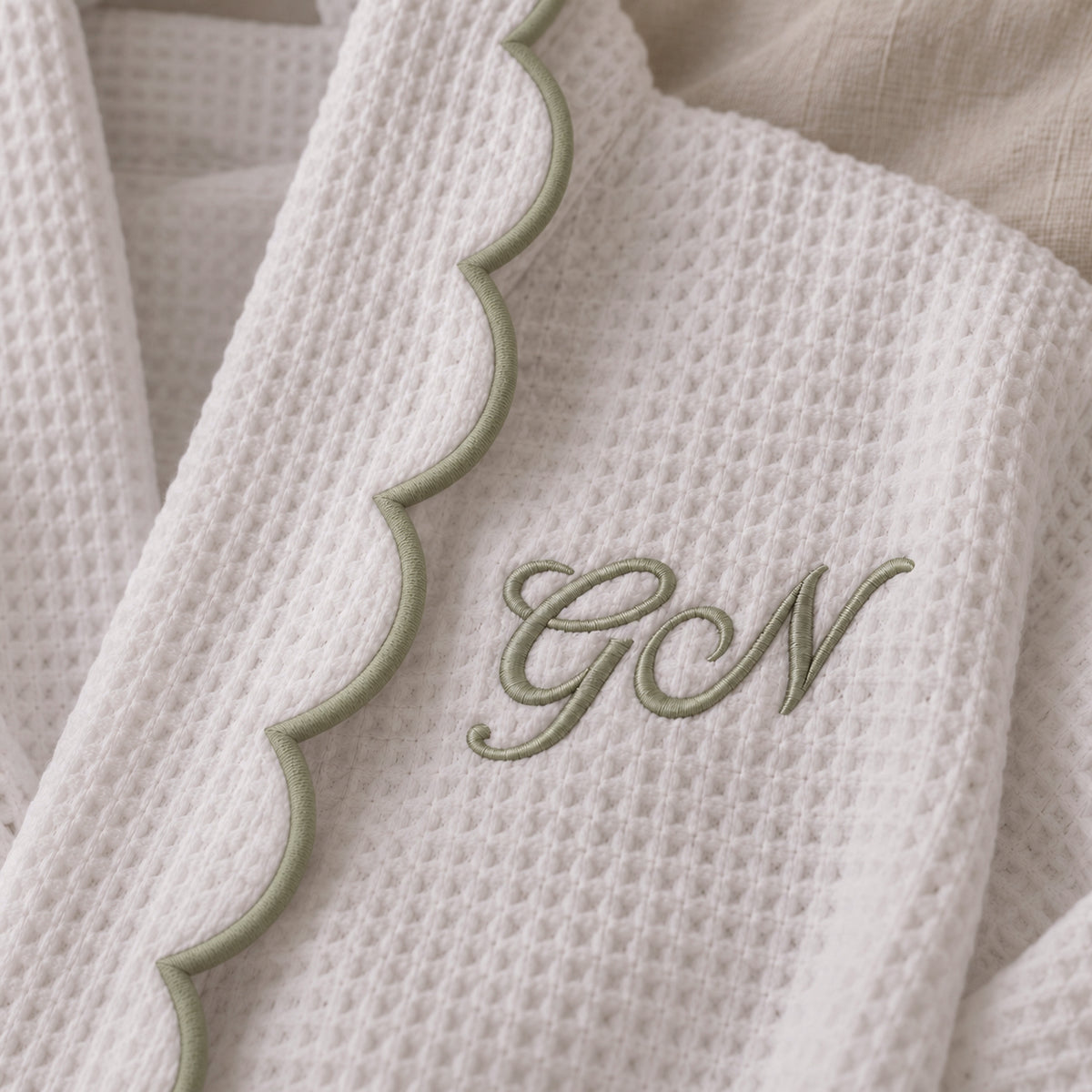 The Arabella Scallop Robe - Sage