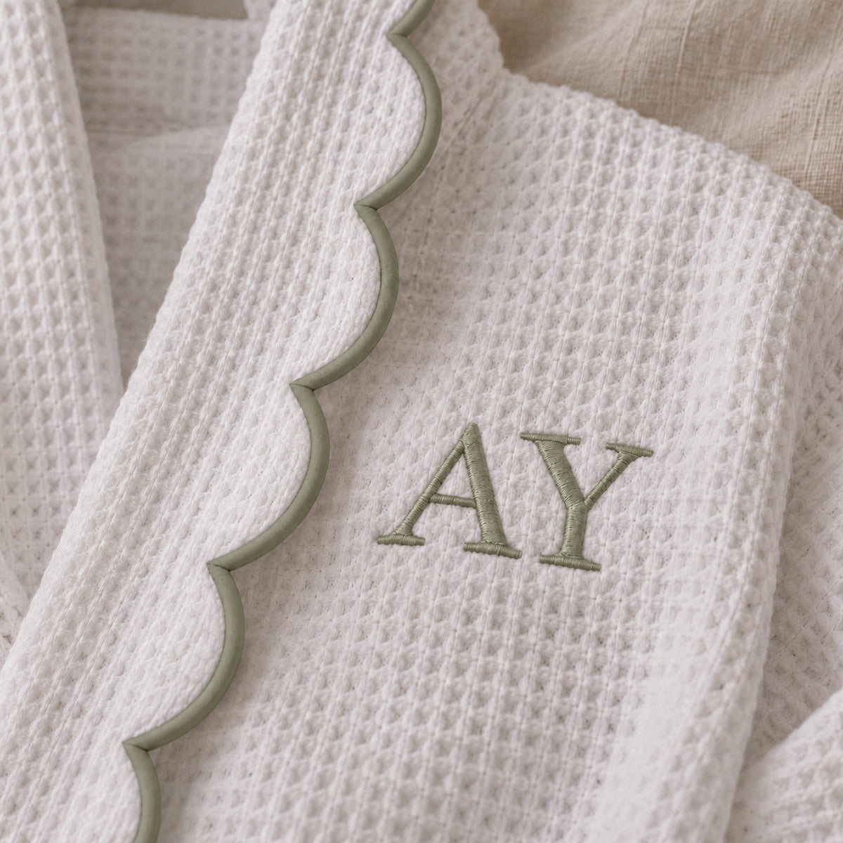 The Arabella Scallop Robe - Sage