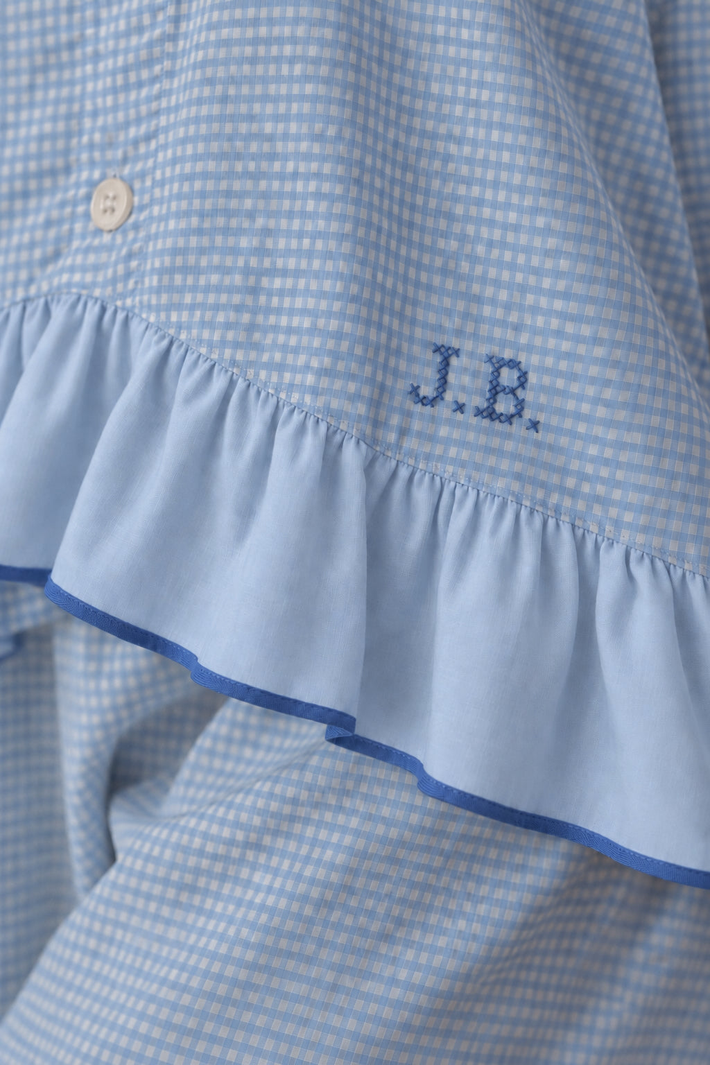 The Bonnie Ruffle Sleep Set – Sky Gingham