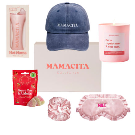 Mamacita Collective Build Your Own Gift Box graphic showing curated product options.