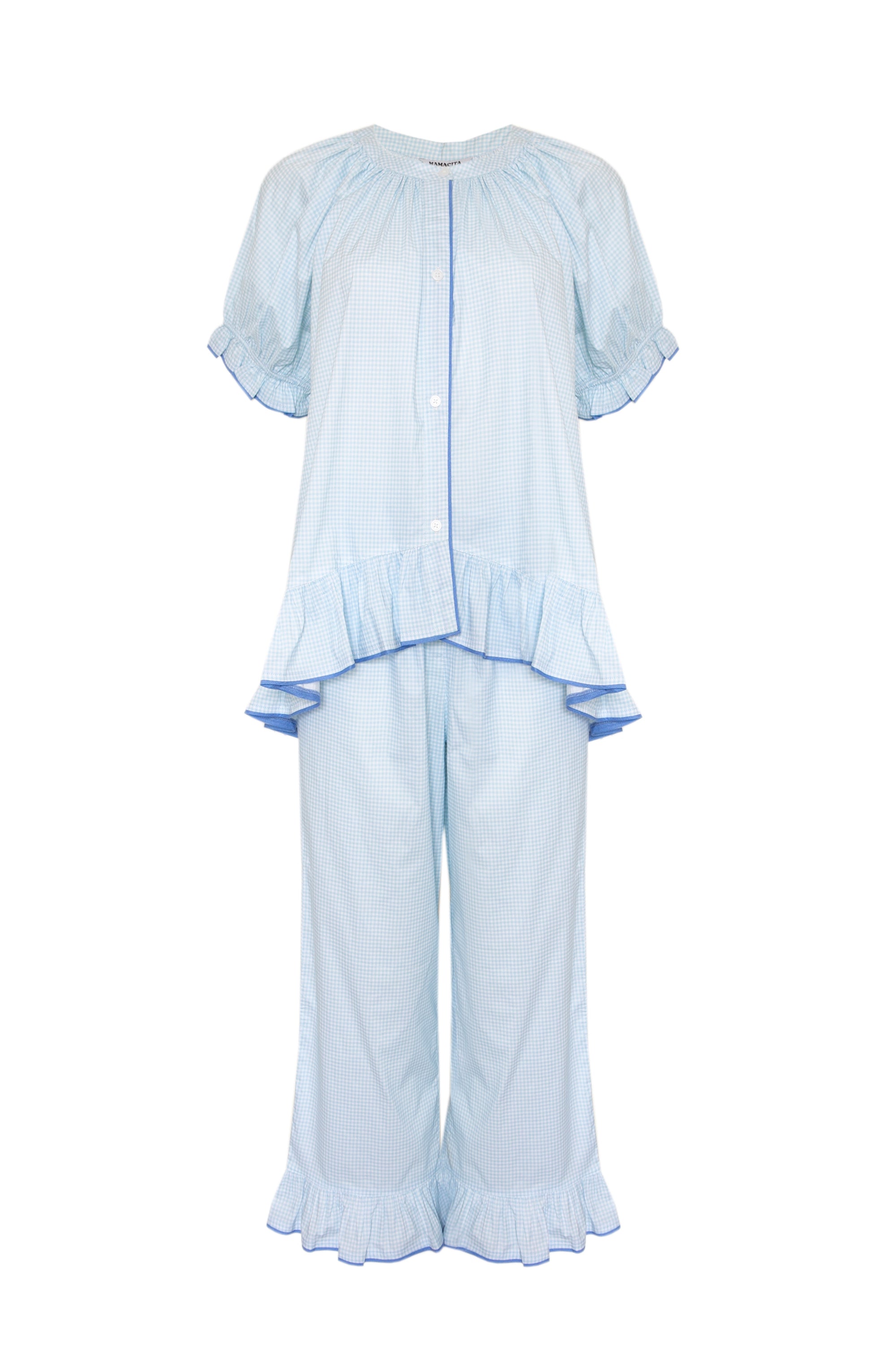 Mamacita Collective Blue Ruffled Pyjama Set
