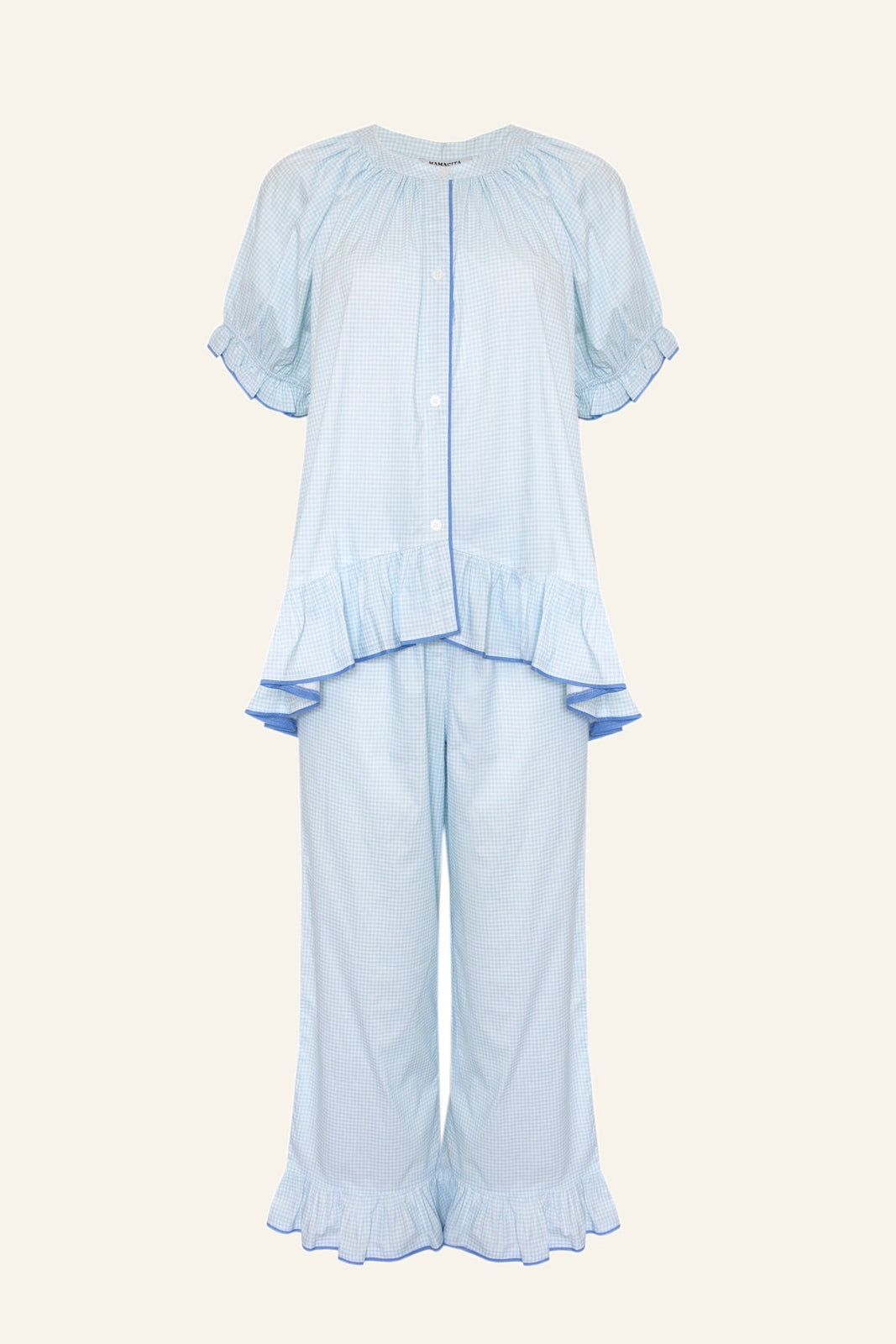 Mamacita Collective Blue Ruffled Pyjama Set