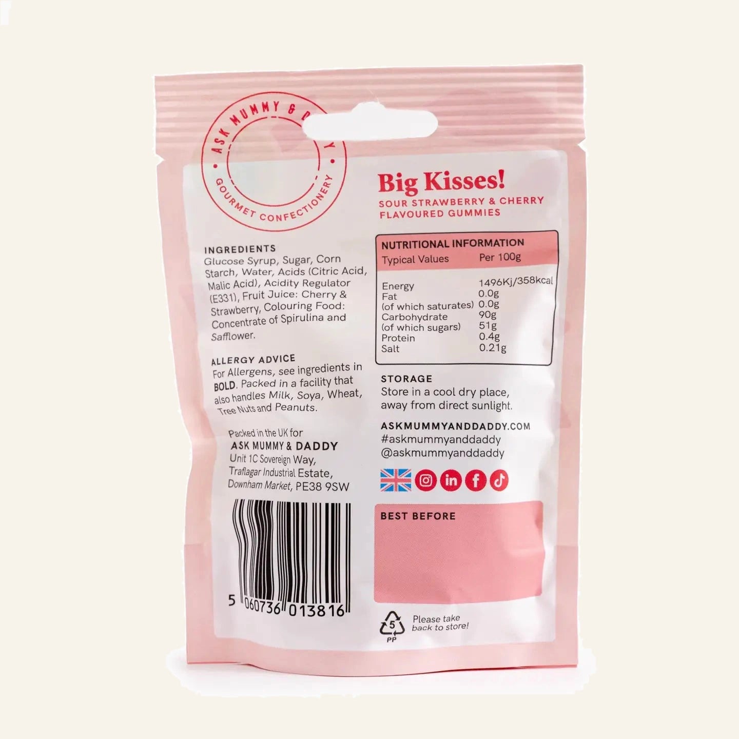 Big Kiss Gummies packet styled alongside a Mamacita Collective gift box.