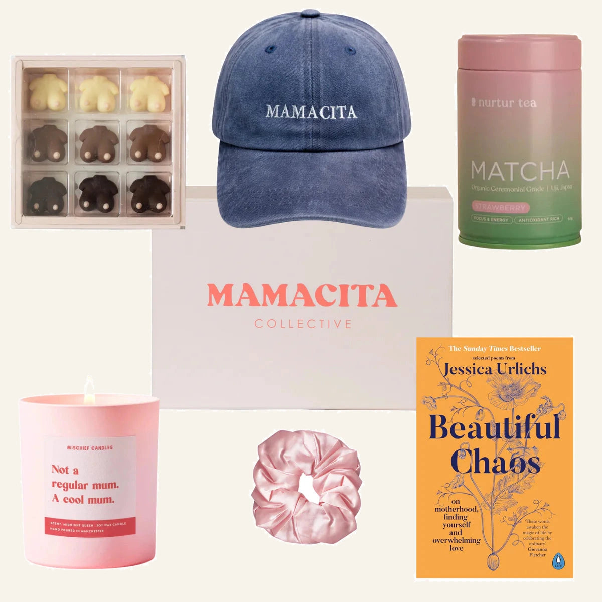 Mamacita Collective Build Your Own Gift Box graphic showing box contents.