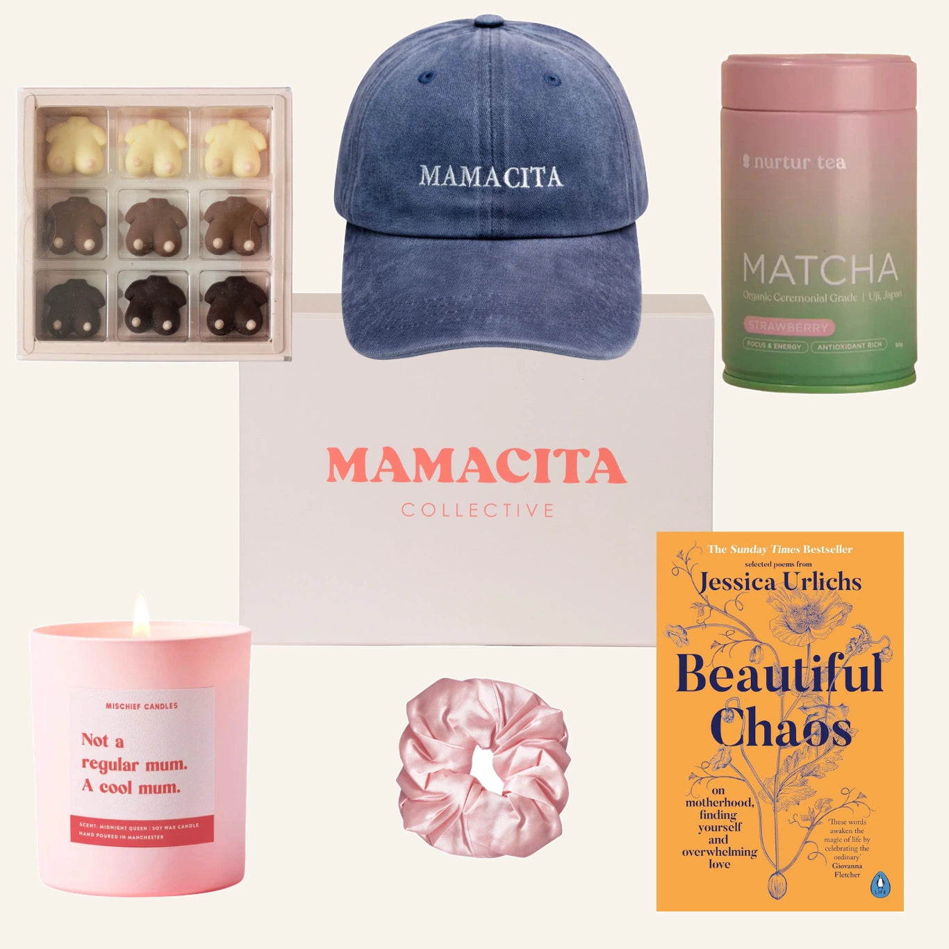 Mamacita Collective Build Your Own Gift Box graphic showing box contents.